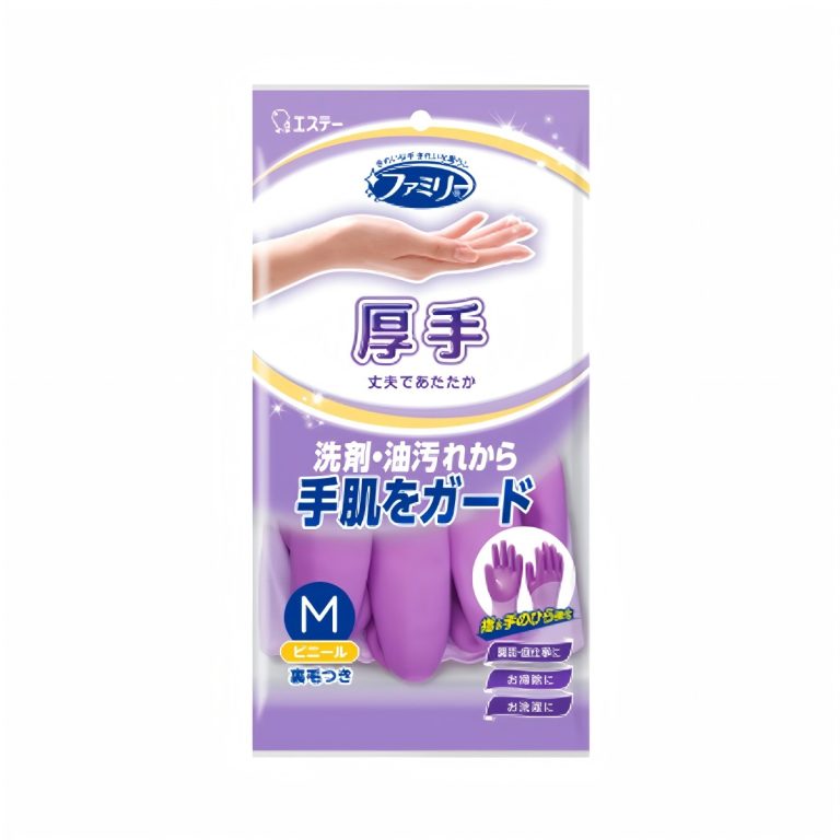 ST- Family Vinyl Heavy Gloves, Reinforced Fingertips & Palm, Size M, Purple (10 x12)