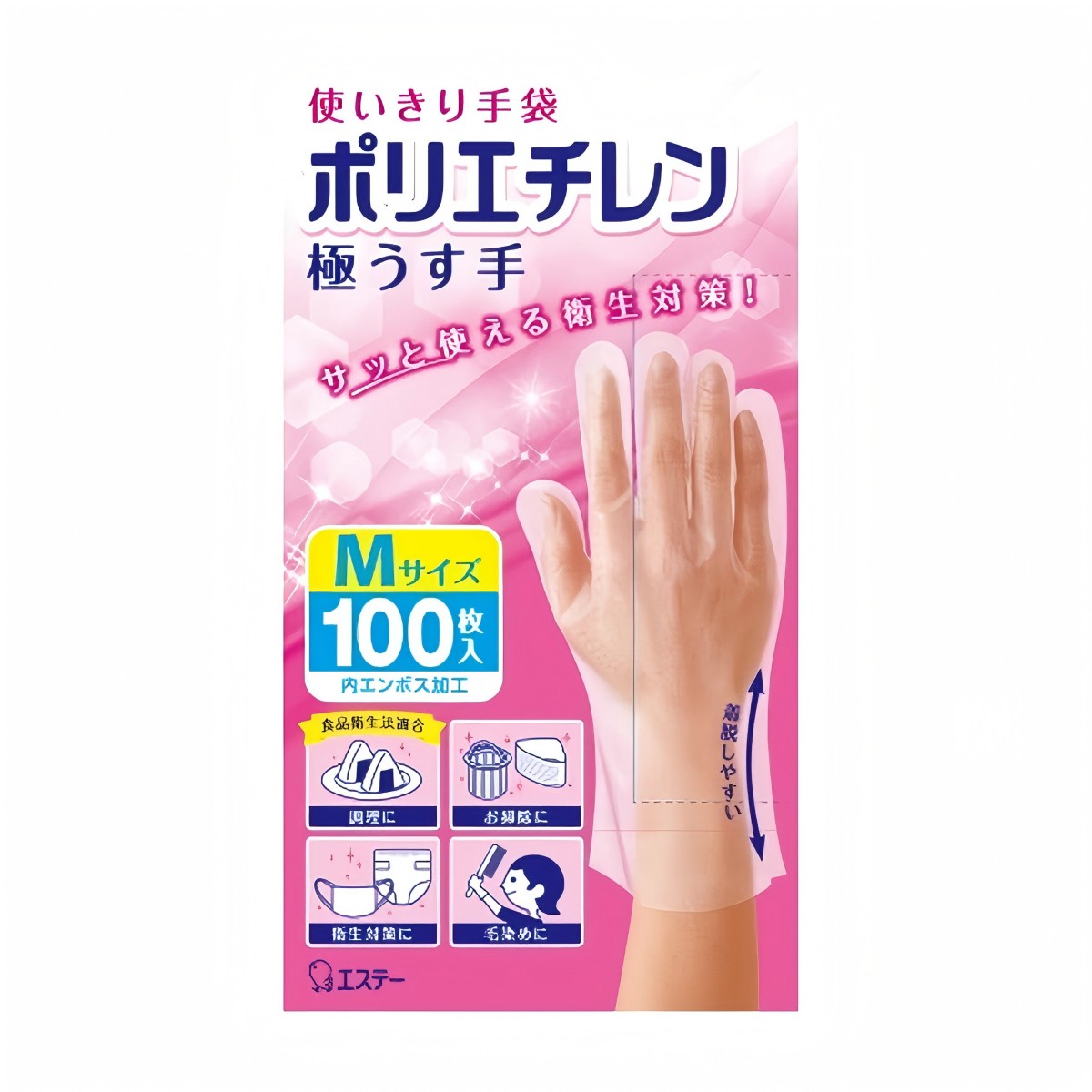 ST- Disposable Polyethylene Ultra Thin Gloves, Size M, Semi-Transparent, 100 pcs