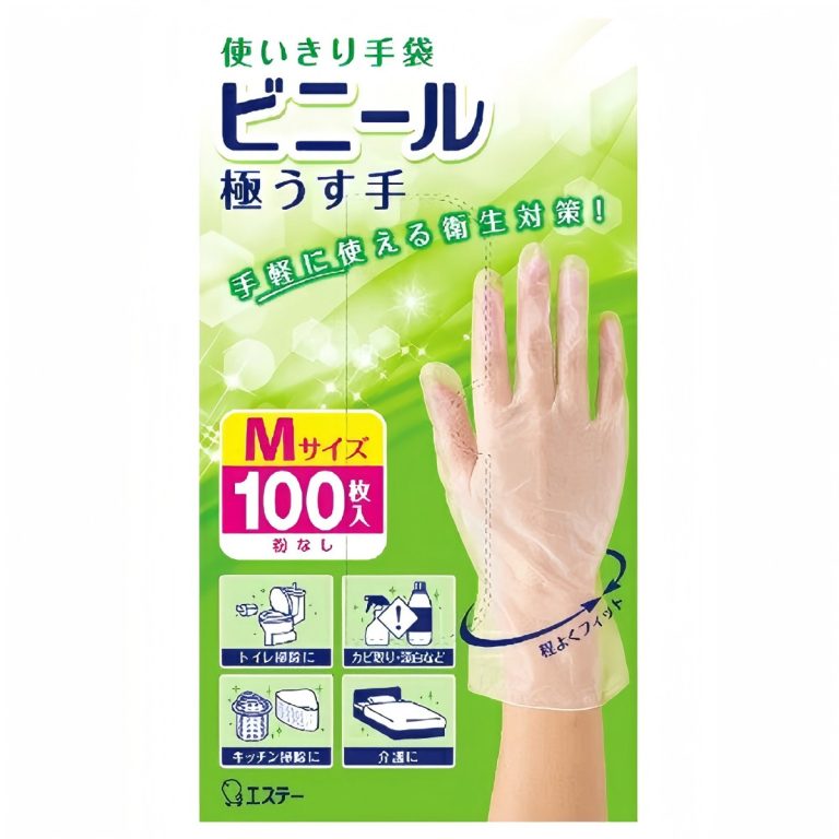 ST- Disposable Vinyl Ultra Thin Gloves, Size M, Semi-Transparent, 100 pcs