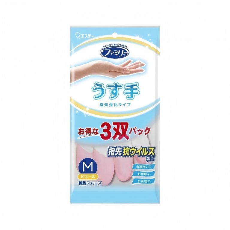 ST- Family Vinyl Thin Gloves, Reinforced Fingertips, Size M, 3-Pair Pack (5 x12)