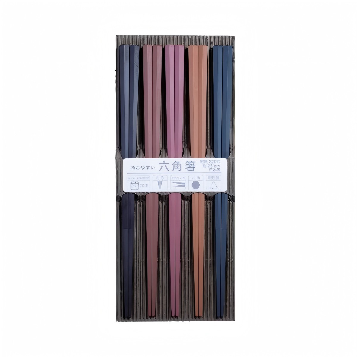 SUNLIFE- Sunlif Colorful Hexagonal PBT Chopsticks – 23cm 5 pairs