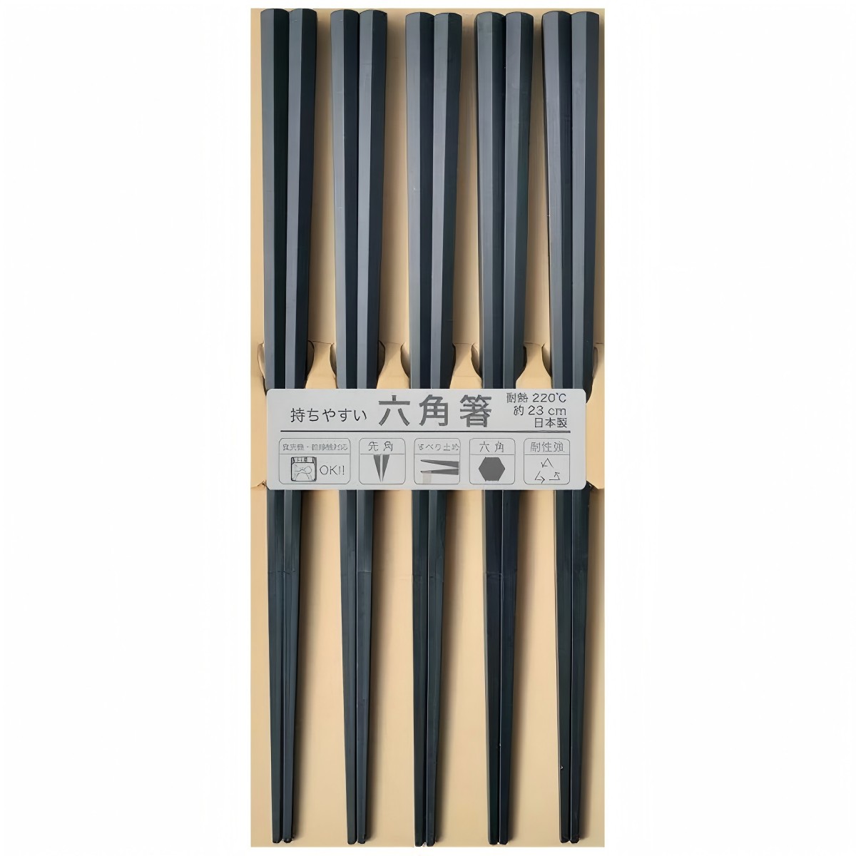 SUNLIFE- 八角 PBT 箸 黒 23cm 5雙