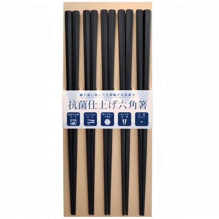 SUNLIFE- Antibacterial Hexagonal PBT Chopsticks – Black – 23cm 5 pairs