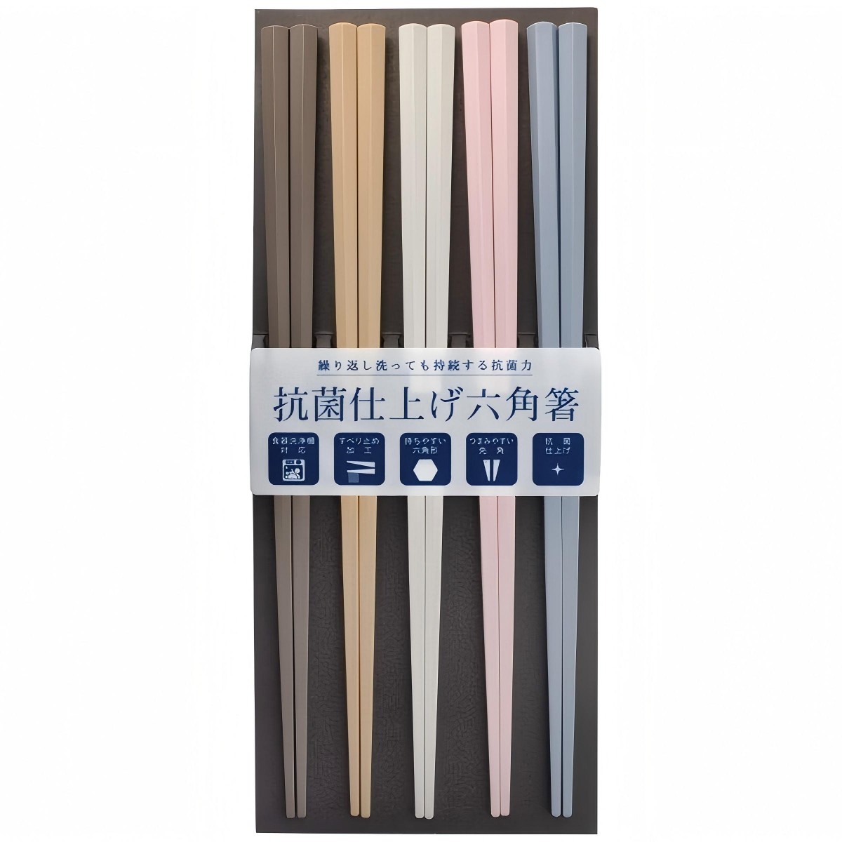 SUNLIFE- 抗菌彩色六角 PBT 筷 23cm 5雙