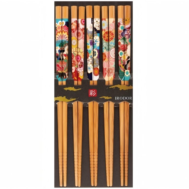 SUNLIFE- Susu Bamboo Hana Decorative Chopsticks – 22.5cm 5 pairs