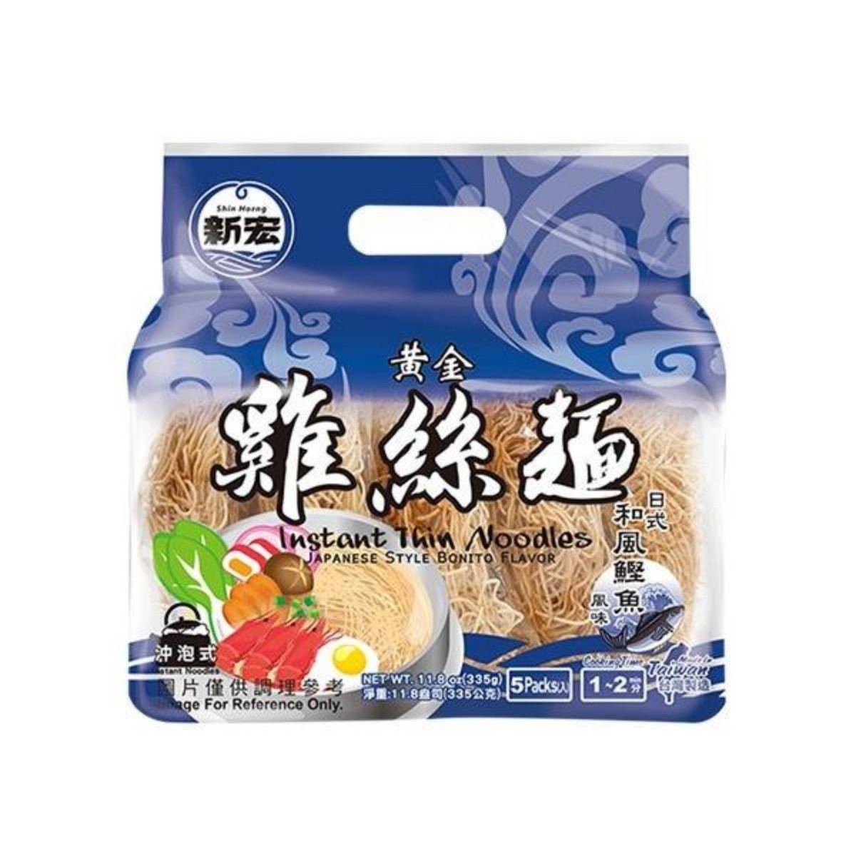 新宏- 黃金雞絲麵-日式和風鰹魚風味(袋) 335g