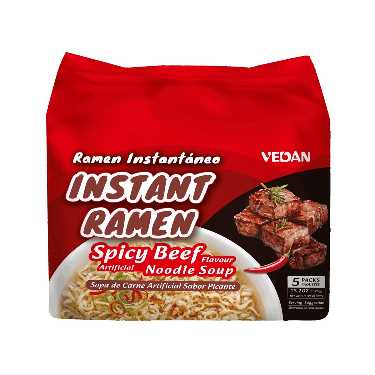 VEDAN- Instant Noodles-spicy beef flavour noodle soup
