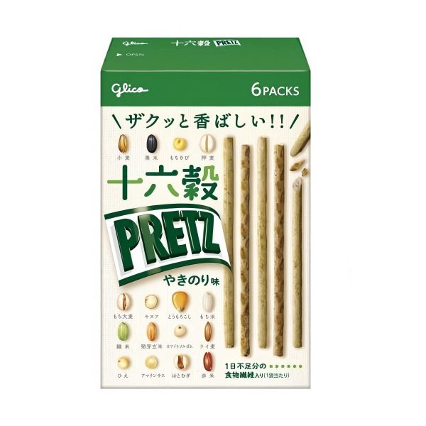 GLICO- Sixteen-Grain Pretz Roasted Nori (6 Packs)