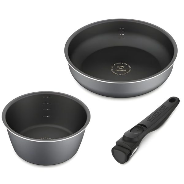 Irisu Ōyama- Diamond Coated Frying Pan Deep Reinforced IH 9-Piece Set DCI-S9S