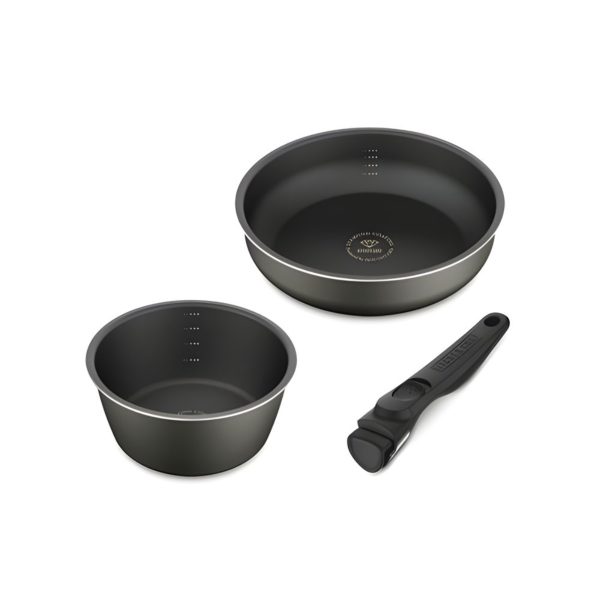 Irisu Ōyama- Diamond Coated Frying Pan Deep Reinforced Gas Stove 3-Piece Set DCG-S3S