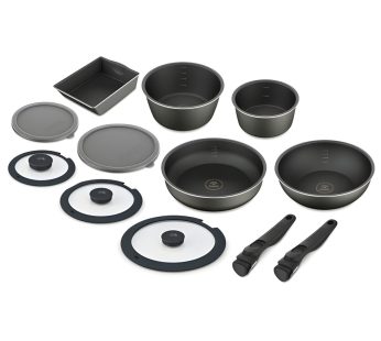 Irisu Ōyama- Diamond Coated Frying Pan Deep Reinforced Gas Stove 12-Piece Set DCG-S12S