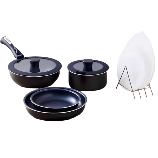 Irisu Ōyama- Diamond Coated Frying Pan 9-Piece Set for Gas Stove NTF-SEG9