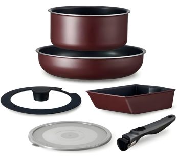 Irisu Ōyama- Diamond Coated Frying Pan TERA Series 6-Piece Set Wine Red EHDC-T6S