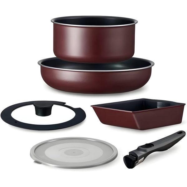 Irisu Ōyama- Diamond Coated Frying Pan TERA Series 6-Piece Set Wine Red EHDC-T6S