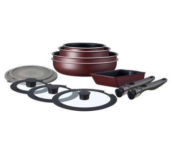 Irisu Ōyama- Diamond Coated Frying Pan TERA Series 12-Piece Set Wine Red EHDC-T12S