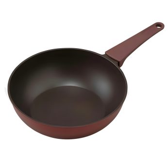 Irisu Ōyama- Integrated Handle Stir-Fry Pan 26cm IH Compatible Ruby Red DCP-I26
