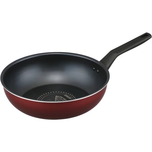 Irisu Ōyama- Diamond Coated Stir-Fry Pan IH & Gas Compatible 28cm Wine Red VDI-W28
