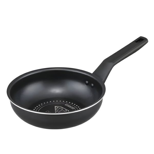 Irisu Ōyama- Diamond Coated Stir-Fry Pan Gas Stove Only 20cm Black Metallic VDG-W20