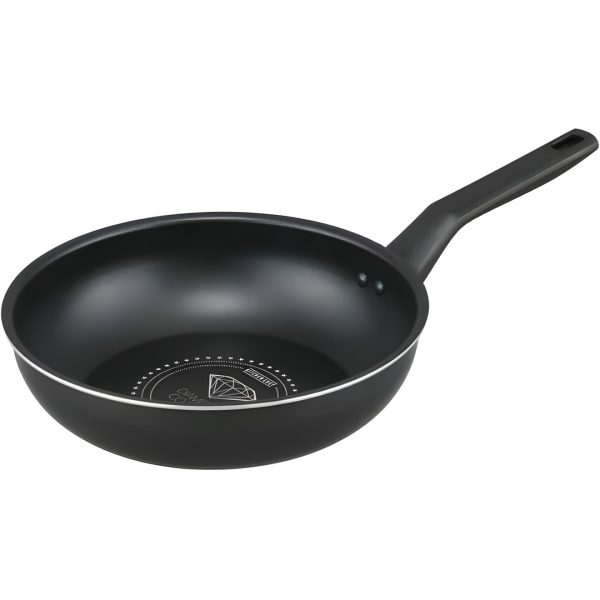 Irisu Ōyama- Diamond Coated Stir-Fry Pan Gas Stove Only 26cm Black Metallic VDG-W26