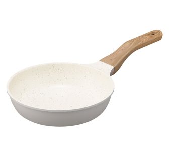Irisu Ōyama- Natura Lightweight Frying Pan 20cm IH & Gas Compatible Pearl Gray × Ivory NTL-F20PG
