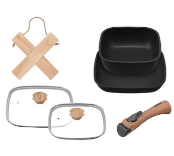 Irisu Ōyama- Skillet-Coated Square Pan 6-Piece Set Black SKL-SE6S
