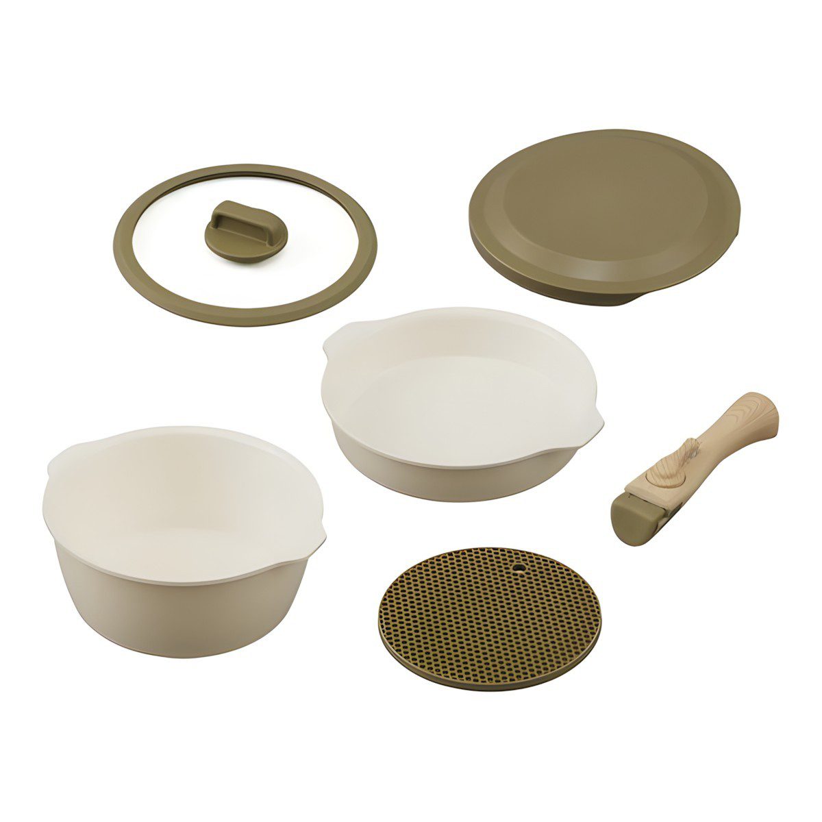 Irisu Ōyama- Frying Pan That Becomes a Plate 6-Piece Set Ivory DPAN-6S