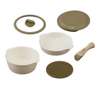 Irisu Ōyama- Frying Pan That Becomes a Plate 6-Piece Set Ivory DPAN-6S