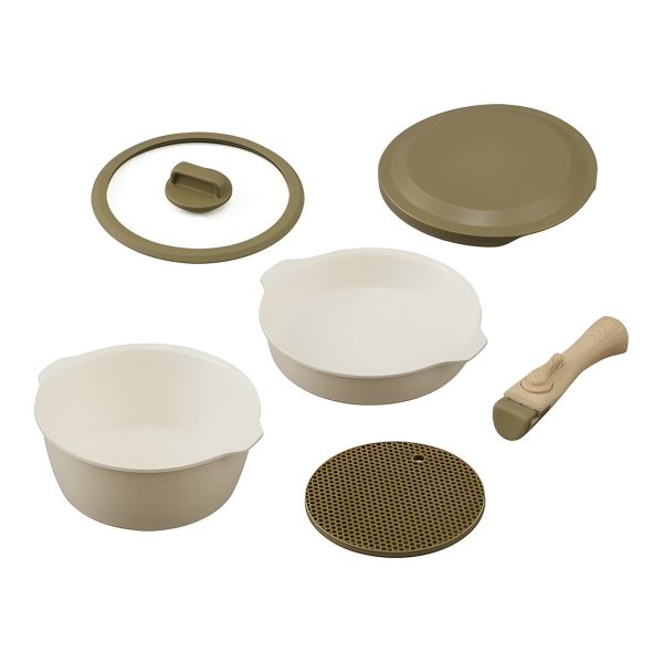 Irisu Ōyama- Frying Pan That Becomes a Plate 6-Piece Set Ivory DPAN-6S
