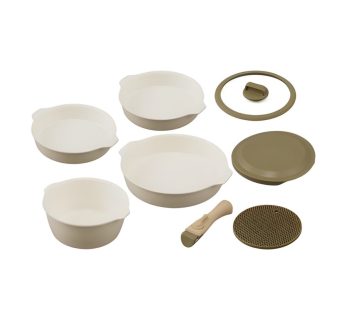 Irisu Ōyama- Frying Pan That Becomes a Plate 8-Piece Set Ivory DPAN-8S