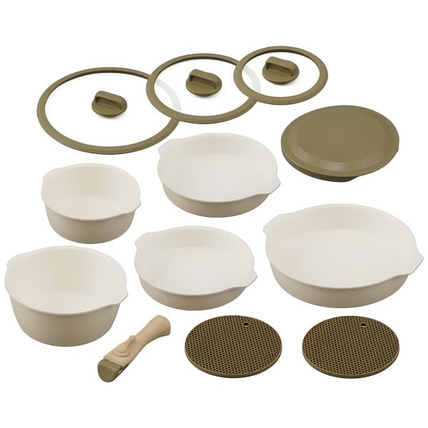 Irisu Ōyama- Frying Pan That Becomes a Plate 12-Piece Set Ivory DPAN-12S