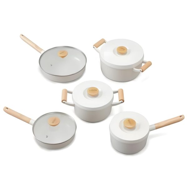 Irisu Ōyama- Luonto Series Frying Pan & Pot 10-Piece Set White LUO-SE10W