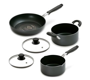 Irisu Ōyama- Diamond Coated Frying Pan & Pot 5-Piece Set Black DCI-FP5S