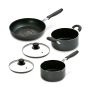 Irisu Ōyama- Diamond Coated Frying Pan & Pot 5-Piece Set Black DCI-FP5S