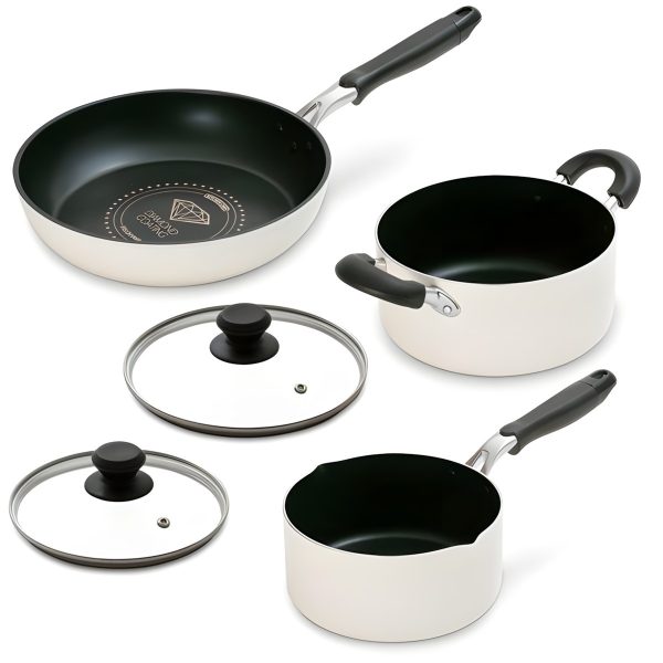 Irisu Ōyama- Diamond Coated Frying Pan & Pot 5-Piece Set White DCI-FP5S