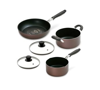 Irisu Ōyama- Diamond Coated Frying Pan & Pot 5-Piece Set Brown DCI-FP5S
