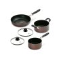 Irisu Ōyama- Diamond Coated Frying Pan & Pot 5-Piece Set Brown DCI-FP5S