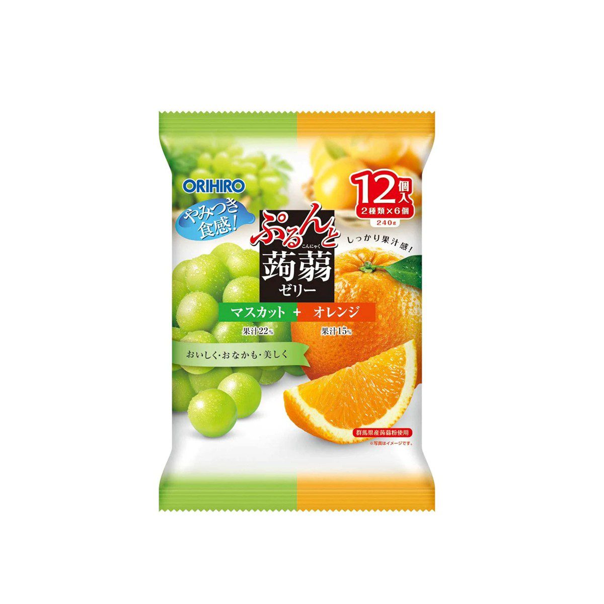 オリヒロ- ぷるんと蒟蒻ゼリーパウチ マスカット＋オレンジ 260g