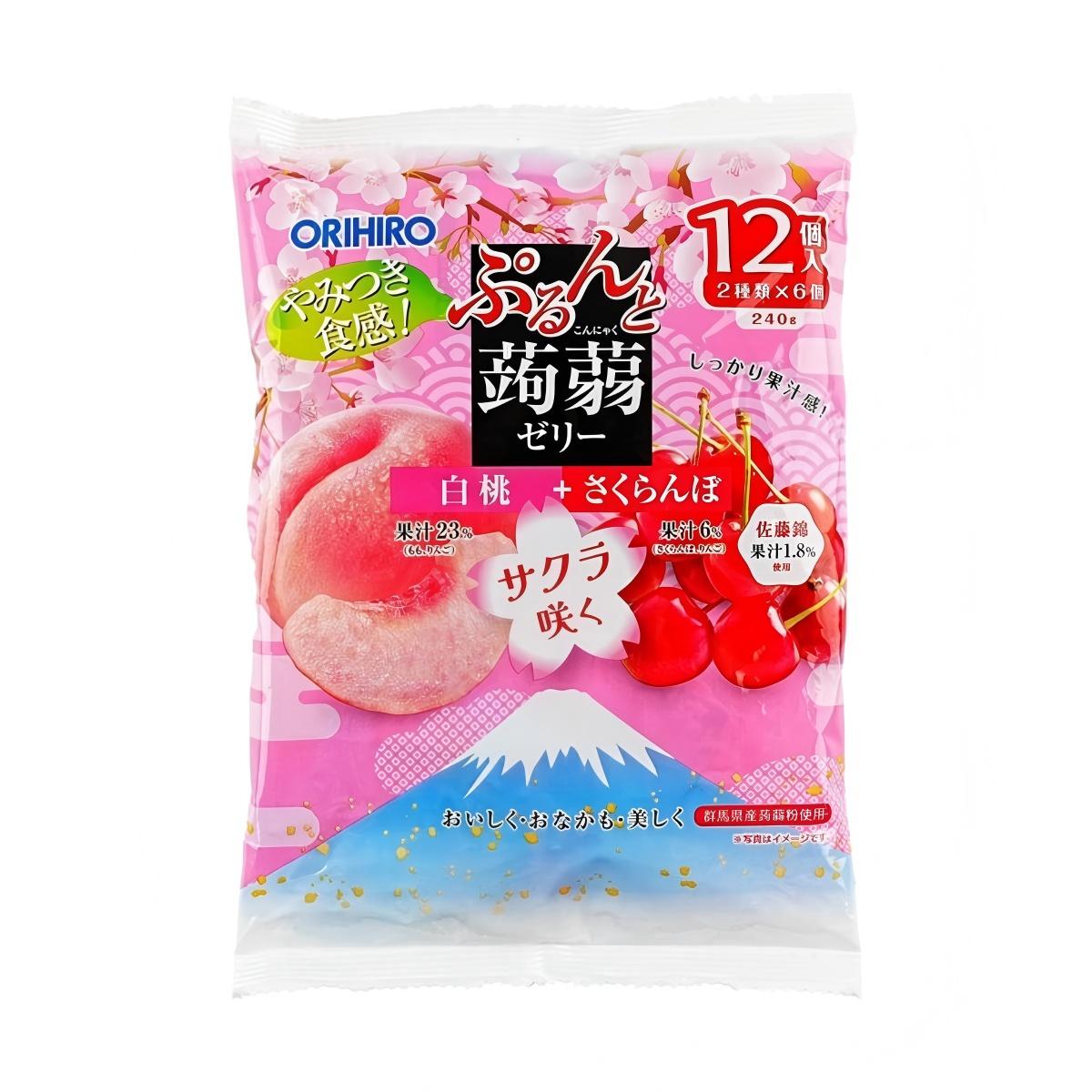 オリヒロ- サクラ咲く ぷるんと蒟蒻-白桃＋さくらんぼ 240g