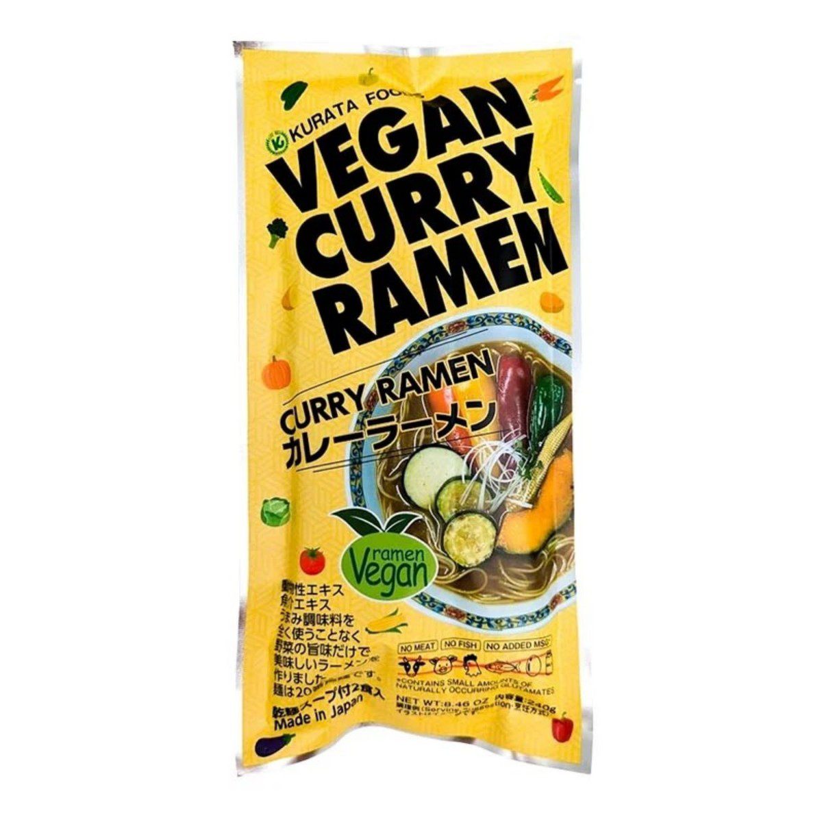 Kurata Foods- Vegan Curry Ramen, Dried Noodles, 2 Servings 240g