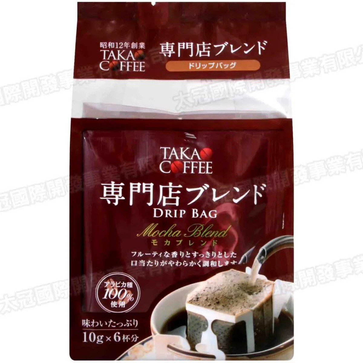 Takao Coffee- Specialty Shop Blend Drip Bag, Mocha Blend, 6 Bags 10gx6