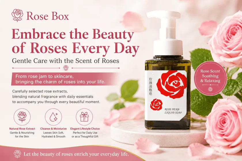 「Rose Box」は、バラをモチーフにしたエレガントなライフスタイル商品やフレグランスアイテムを台湾から届けています。