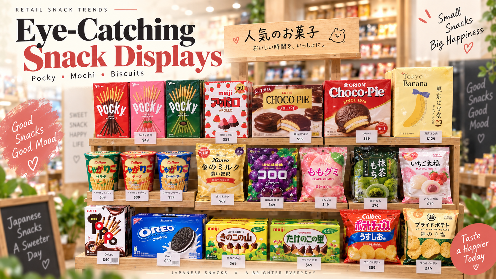 Pocky、麻糬與餅乾：打造引人注目的零食陳列