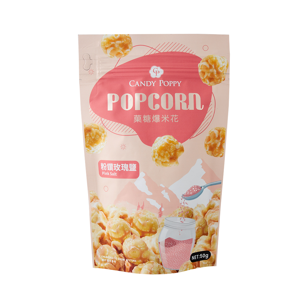 Candy Poppy- Coated Popcorn (Pink Salt) 50g