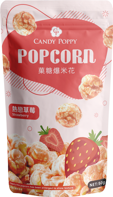 Candy Poppy- Coated Popcorn (Strawberry) 50g