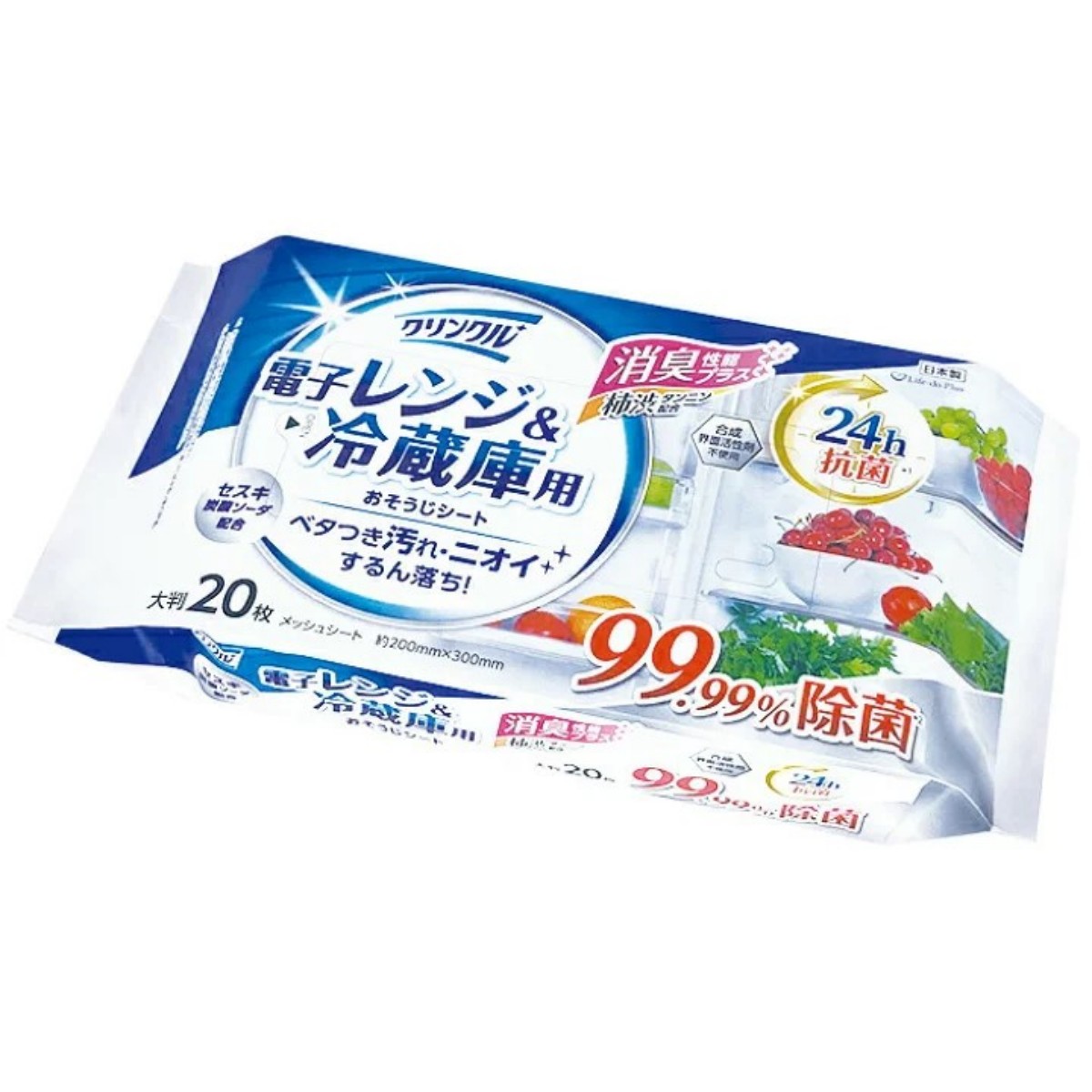 Life-do.Plus- クリンクル 電子レンジ&冷蔵庫用 おそうじシート24h抗菌 20枚 175g