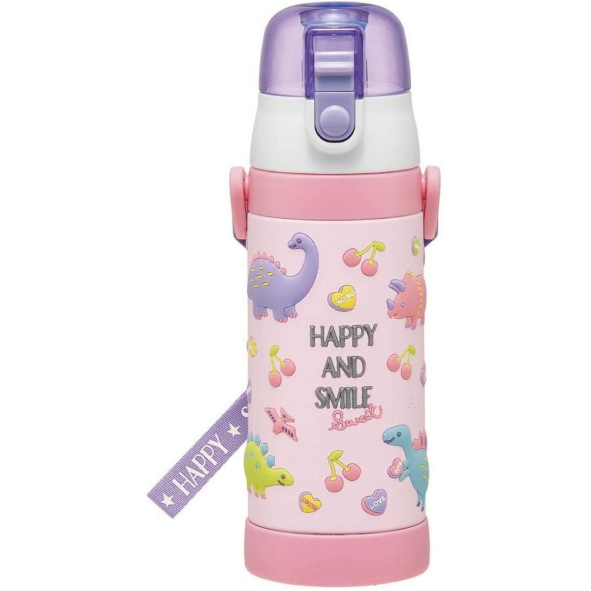Skater- PVC 3D cover lightweight compact stainless steel bottle - Happy & Smile