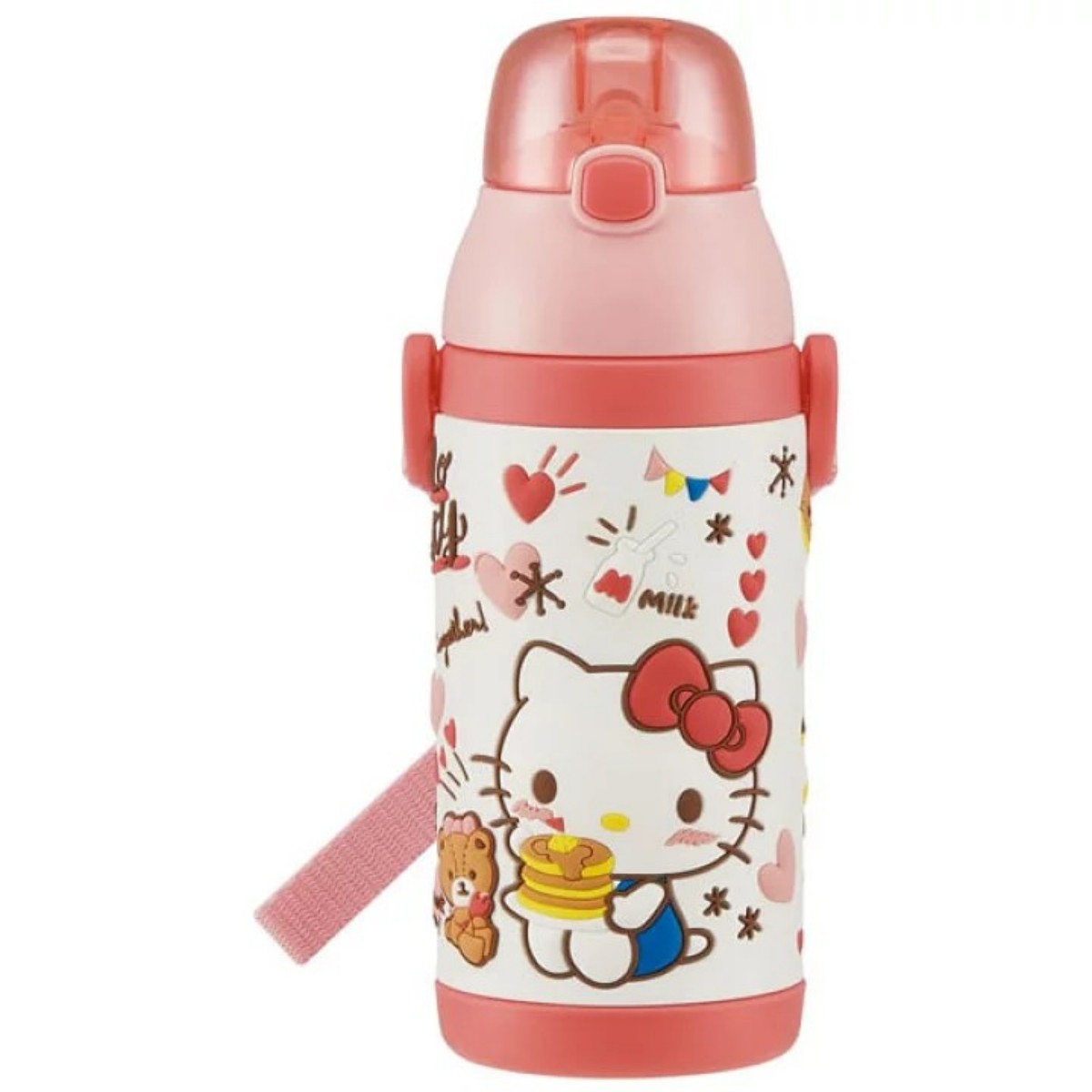 Skater- 3D One-Push Straw Bottle - Hello Kitty snack time