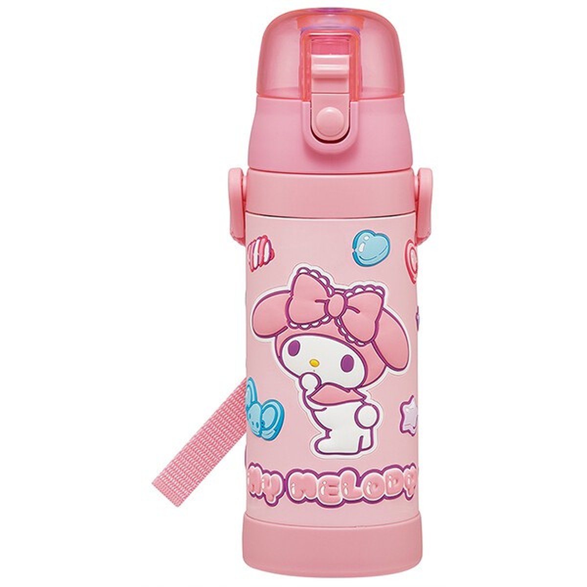 Skater- 3D One-Push Direct Drink Bottle with Safety Lock - My Melody Marshmallow Gummy