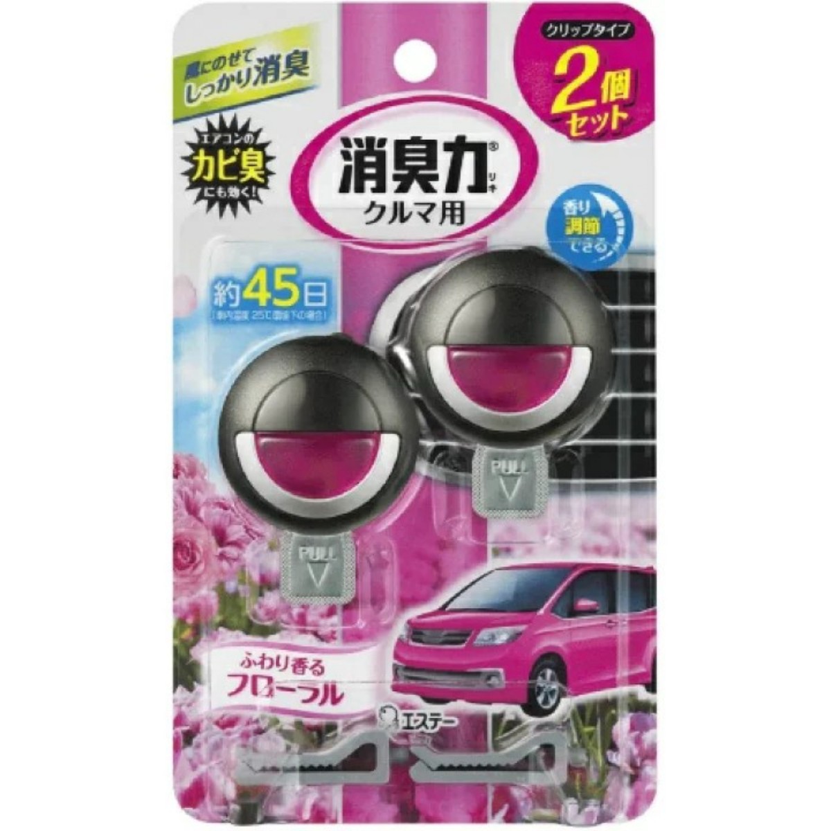 ST- クルマの消臭力 クリップタイプ 2個セット フローラル 3.2ml×2