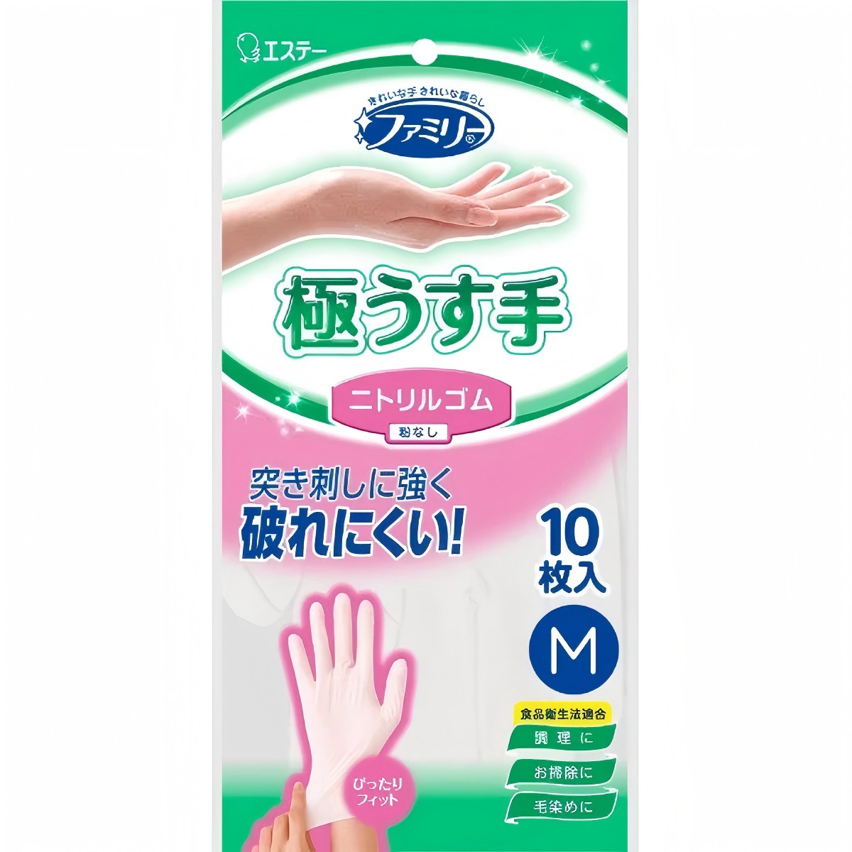ST- ファミリー ニトリルゴム 極うす手 Ｍ ホワイト １０枚 (10×12）